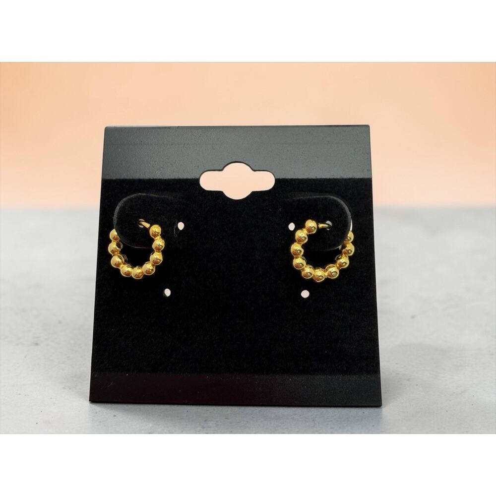 18kt Gold Plated Beaded Hoop Metal Earrings Fashion Jewelry